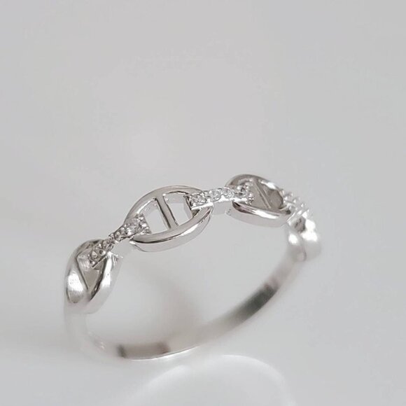 Chain Ring, Sterling Silver Women Ring, Simple Chain Ring, Stacking Ring, - Picture 4 of 10